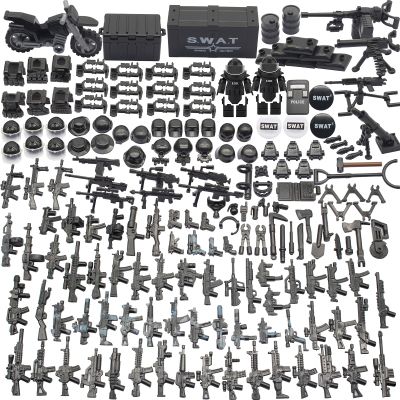 Army Equipment Gear Sets, Swat Team Building Block Toys, Special Military Soldier Style Weapon Sets, Military Weapon Pack Accessories Kits Toys, Accessories Compatible with Major Mini figure