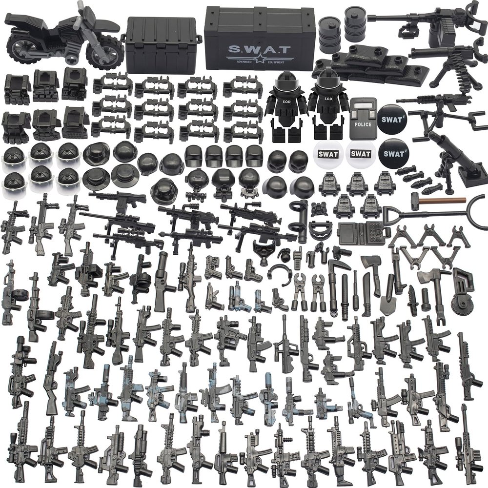 Army Equipment Gear Sets, Swat Team Building Block Toys, Special Military Soldier Style Weapon Sets, Military Weapon Pack Accessories Kits Toys, Accessories Compatible with Major Mini figure