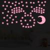 100 Stars & 1 Moon Glow in The Dark Stars for Ceiling, Pink Glowing Wall Stickers with Adhesive Pads, Plastic Luminous Fluorescent 3D Glowing Star for Boys and Girls Room Decor view 2