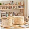 2PCS Round Basket with Lid, Cotton Rope Woven Boho Storage, 8x5"10x6" Round Decorative Rainbow Basket for Baby Room Snacks Toys view 2