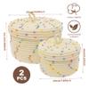 2PCS Round Basket with Lid, Cotton Rope Woven Boho Storage, 8x5"10x6" Round Decorative Rainbow Basket for Baby Room Snacks Toys view 4