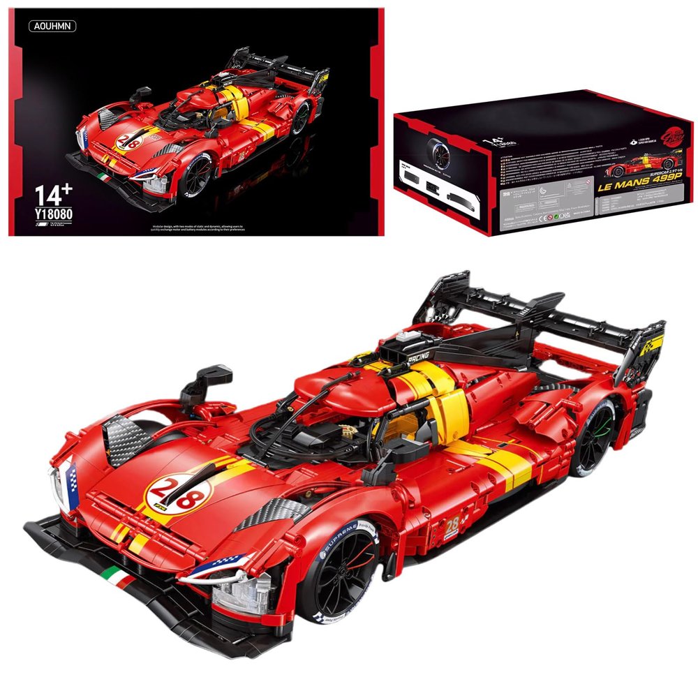 AOUHMN Le 499P Hybrid Hypercar Building Kit, 1:8 Scale Advanced Race Car Model Collectible Set for Adults, Buildable Sports Racing to Display, Gift for Motorsport Fans, (3350 Pieces, A-Y18080)