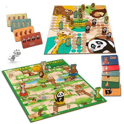 2-in-1 Wooden Board Games for Kids & Families Premium Wood Ludo Board Game & Snakes and Ladders Board Game | Classic Family Board Games Set with Dice & Pieces, Fun Educational Gift for Boys & Girls