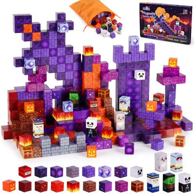 3 otters Magnetic Blocks 150PCS Portal Set, STEM Magnet Cubes Construction Toys for Kids, Sensory Stacking Building Blocks Christmas Birthday Gifts for Boys & Girls