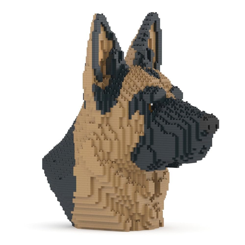 JEKCA German Shepherd Bust 01S | Dog Bust Plastic Building Blocks | Desk Decoration | Age 14+