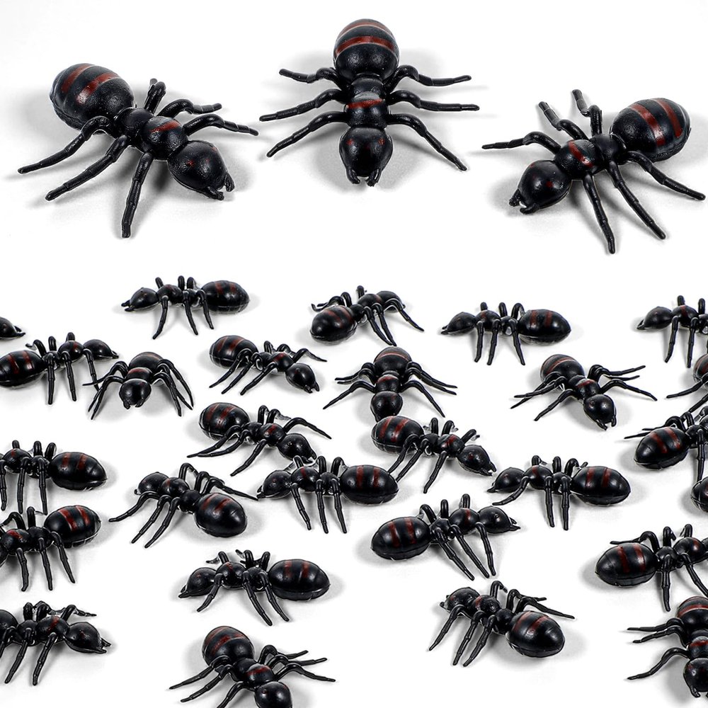 30 PCS Big Plastic Ants, 1.6" Black Ant Realistic, Black Plastic Mock Reptile Insects, Halloween Prank Props for Party Decoration Supplies April Fool's Day Props