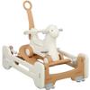 Qaba 5 in 1 Kids Rocking Horse for Toddlers, Toddler Spring Rocking Toy Balance Bike Push Cart with Detachable Base, Alpaca-Shaped Rocker with Safety Guardrails, Footrests, Push Handle, Brown view 1