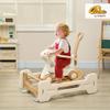 Qaba 5 in 1 Kids Rocking Horse for Toddlers, Toddler Spring Rocking Toy Balance Bike Push Cart with Detachable Base, Alpaca-Shaped Rocker with Safety Guardrails, Footrests, Push Handle, Brown view 2
