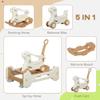 Qaba 5 in 1 Kids Rocking Horse for Toddlers, Toddler Spring Rocking Toy Balance Bike Push Cart with Detachable Base, Alpaca-Shaped Rocker with Safety Guardrails, Footrests, Push Handle, Brown view 3