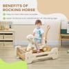 Qaba 5 in 1 Kids Rocking Horse for Toddlers, Toddler Spring Rocking Toy Balance Bike Push Cart with Detachable Base, Alpaca-Shaped Rocker with Safety Guardrails, Footrests, Push Handle, Brown view 4