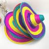 1set Children Mexican Ethnic Costume Cape with Straw Hat Mexican Fancy Dress Costume Party Stripe Cape for Masquerade Party view 2