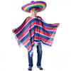 1set Children Mexican Ethnic Costume Cape with Straw Hat Mexican Fancy Dress Costume Party Stripe Cape for Masquerade Party view 3