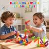 3 otters Magnetic Building Sticks, STEM Educational Toy for Kids Montessori Preschool Sensory Toys with 2 Magnetic People for Toddlers Boys Girls Birthday Gift Classroom Activities Christmas Party view 2