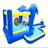 Dolphin Themed 8-in-1 Inflatable Set Slide Water Park+Trampoline Bouncing House with Water Gun, Basketball Sprinkler, Outdoor Garden view 4