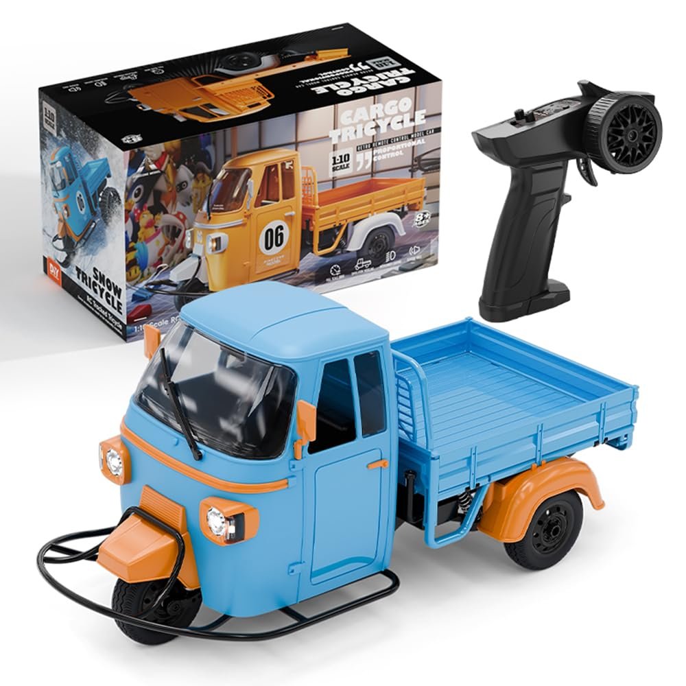 1:10 Scale 3-Wheel RC Car for Adults, 2.4GHz Full-Scale RWD Remote Control Vehicle with LED Light High Speed Long Lasting Drift Car for Enthusiasts