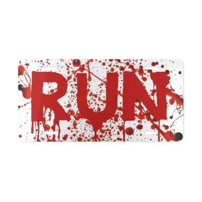 Blood Splatter Run Vanity Plate