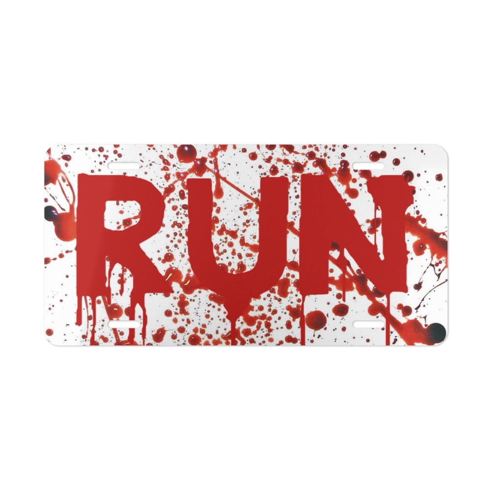 Blood Splatter Run Vanity Plate
