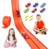 Flexible Race Car Track 15 Ft, Compatible with Hot Wheels & Diecast 1/64th Car, with 8 Small Race Cars & Suction Cups for Ages 3+ Kids (Orange) view 1