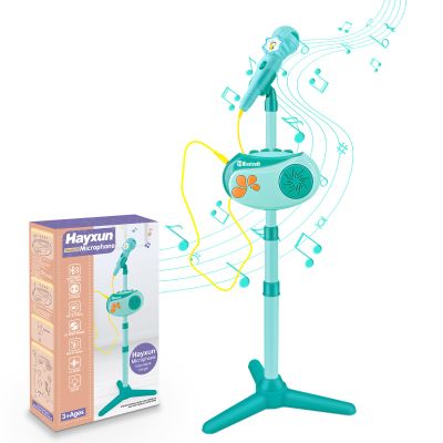Kids Bluetooth Karaoke Machine with Adjustable Stand, 5-in-1 Karaoke Microphone Toy with Voice Changer, Singing Recorder, Speaker & Lights Birthday for Girls Boys-Green
