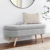 Oval Storage Ottoman Bench with Hidden Storage and Foam Padded Seat, Upholstered Entryway Footstool with Rubber Wood Legs, Decorative Bedroom End of Bed Accent Furniture for Living Room (Light Grey) view 1