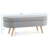 Oval Storage Ottoman Bench with Hidden Storage and Foam Padded Seat, Upholstered Entryway Footstool with Rubber Wood Legs, Decorative Bedroom End of Bed Accent Furniture for Living Room (Light Grey) view 2