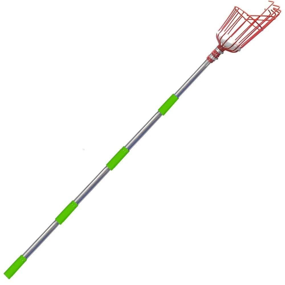 SGYYOFDP 1.6-4M Telescopic Rod Fruit Picking Device Farm Garden Rustproof Fruit Picker Detachable Lightweight High Altitude Fruit Catcher(A-1.6m(5.5FT))