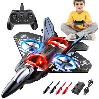 MSKOLER Foam Remote Control Airplane for Kids 8-12, 2.4 GHz RC Plane with Colorful Lights, 360 Flips and Stunt Roll, RC Airplane Toy for Boys and Girls Ages 8-16, Gift for Kids and Adults (Gray)