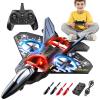 MSKOLER Foam Remote Control Airplane for Kids 8-12, 2.4 GHz RC Plane with Colorful Lights, 360 Flips and Stunt Roll, RC Airplane Toy for Boys and Girls Ages 8-16, Gift for Kids and Adults (Gray) view 1
