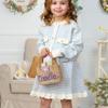 Personalized Crossbody Straw Bag Toddler Girl Flower Play Purse Custom Name Little Girl Beach Hand Bags Embroidered Baby Girls Purses with Customized Name Gift Basket Kids Tote Bag Birthday Gifts view 4