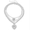 ZYIBPMSJKQCFK Vintage Irregular Multi-Layered Heart-Shaped Pendant Necklace,silvery,39+6.5cm/45.5+6.5cm/52cm view 1