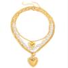 ZYIBPMSJKQCFK Vintage Irregular Multi-Layered Heart-Shaped Pendant Necklace,silvery,39+6.5cm/45.5+6.5cm/52cm view 2