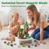 3 otters Magnetic Blocks 150PCS Forest Adventure Set, STEM Magnet Cubes & Magnetic Tiles Build Forest World Toys for Kids, Sensory Stacking Gifts for Boys & Girls Birthday Christmas view 2