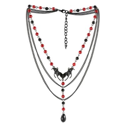 ZYIBPMSJKQCFK Halloween Punk Droplet Pendant Multi Layer Necklace,black,40+6.5cm