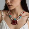 ZYIBPMSJKQCFK Vintage Multi Layered Irregular Bead Bohemian Necklace For Women,white,44+7cm view 2