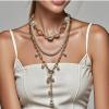 Baroque Irregular Pearl Patchwork Necklace,golden,37+6.5cm/45+6.5cm/54cm view 4