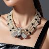 Bohemian Pearl Insect Pendant Necklace,white,42+7cm view 2