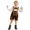 Abaowedding Traditional Bavarian Lederhosen Costume Set, Brown and Gold with White Shirt, Kids Oktoberfest Outfit Halloween Role Play (Brown12-13Y) view 1