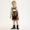 Abaowedding Traditional Bavarian Lederhosen Costume Set, Brown and Gold with White Shirt, Kids Oktoberfest Outfit Halloween Role Play (Brown12-13Y) view 2