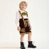Abaowedding Traditional Bavarian Lederhosen Costume Set, Brown and Gold with White Shirt, Kids Oktoberfest Outfit Halloween Role Play (Brown12-13Y) view 3