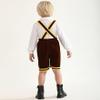 Abaowedding Traditional Bavarian Lederhosen Costume Set, Brown and Gold with White Shirt, Kids Oktoberfest Outfit Halloween Role Play (Brown12-13Y) view 4