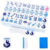 American Mahjong Tile(Only Tiles), 166 Quality Engraved Tiles Blue Backboard, 1.2 inch American Mahjong Game with Carrying Bag/Dice/Chips, Creative Design Patterns, Ideal Mahjong Gifts (No Rack) view 1