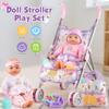 Baby Doll with Stroller Set for Realistic Pretend Play for 3 4 5 6 7 Year Old Toddler Girls Gifts. Baby Stroller Toys includes 12.5-inch Baby Dolls, 2 sets Doll Clothes and 17 PCS Doll Accessories view 2