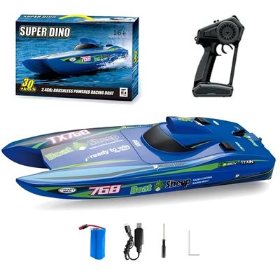 25KM/H Brushless RC Boat for Adults Fully Proportional Waterproof Remote Control Jet Speedboat, RTR High-Speed Racing Boat for Lakes, Rivers, Pools