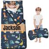 Personalized Dinosaur Nap Mat Set with Name, Sleeping Bag for Boys, Customized Toddler Bed Mattress for Kids, Slumber Bags for Preschool, Daycare or Kindergarten, Toddler Sleep Sack view 1