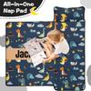 Personalized Dinosaur Nap Mat Set with Name, Sleeping Bag for Boys, Customized Toddler Bed Mattress for Kids, Slumber Bags for Preschool, Daycare or Kindergarten, Toddler Sleep Sack view 3
