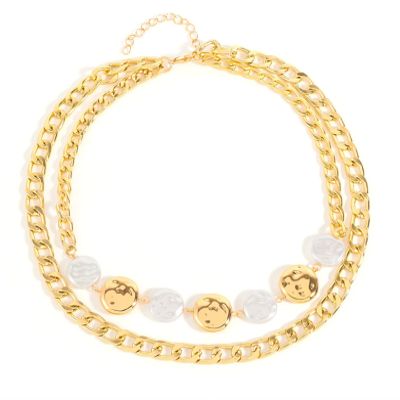 ZYIBPMSJKQCFK Bohemian Alloy Double Layered Circular Necklace,golden,43+6.5cm