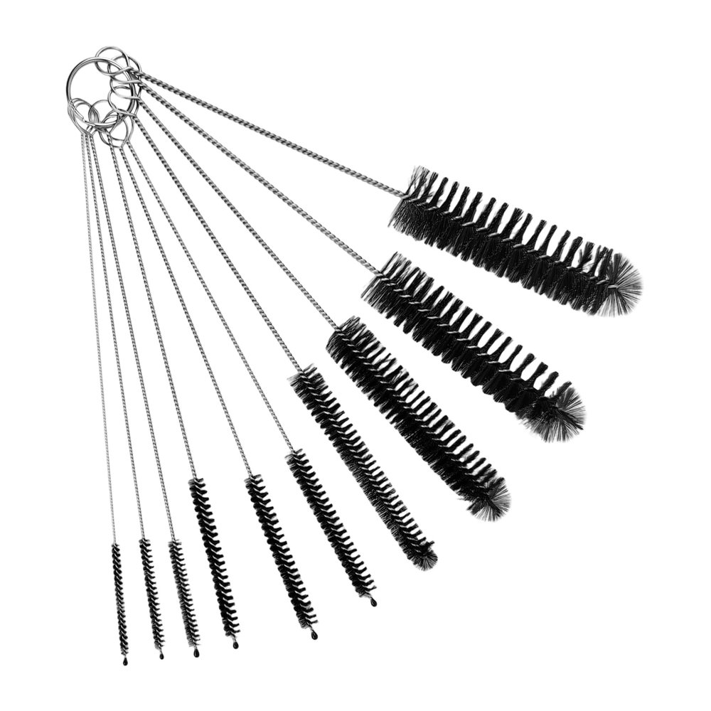 10 Multi-Size Brushes for Straws, Baby Bottles, Tumblers, Water Bottles, Sippy Cups, Tea Pots, Narrow Openings, and Narrow-Neck Containers (Black)