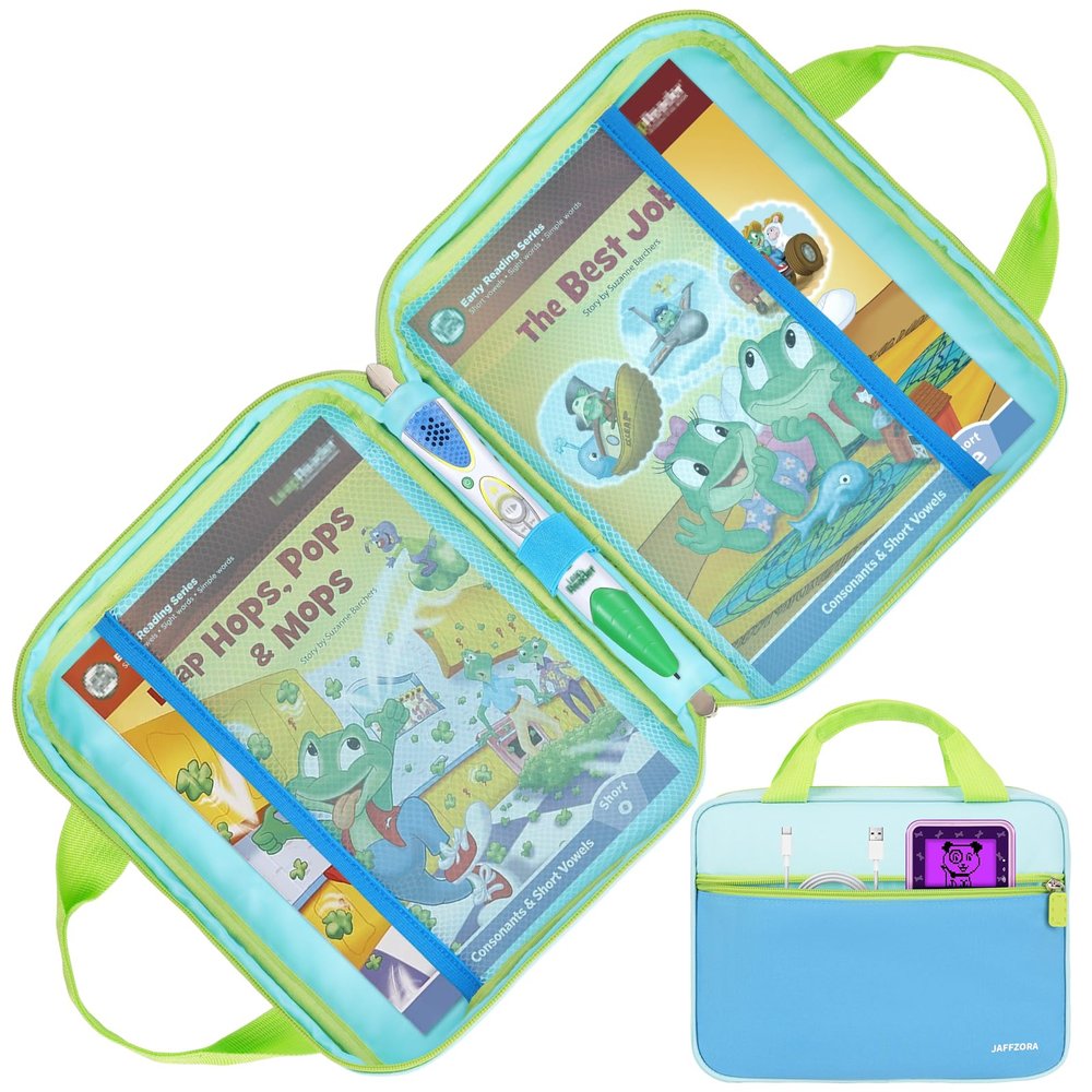 Carrying Case Compatible with Leapfrog LeapReader System Learn-to-Read 10 Book Mega Pack, Portable Storage Bag Fits for Leapfrog LeapReader Reading and Writing System,Blue