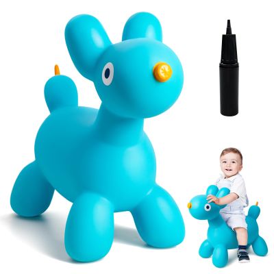 Upper Rider Bouncy Horse Dog Hopper for Toddlers, Bouncy Pals Inflatable Ride-on Animals for Kids, Jumping Horse Hopping Toys Gifts for Boys Girls 18 Months 2 3 4 5 6 Years Old, Blue Balloon Dog