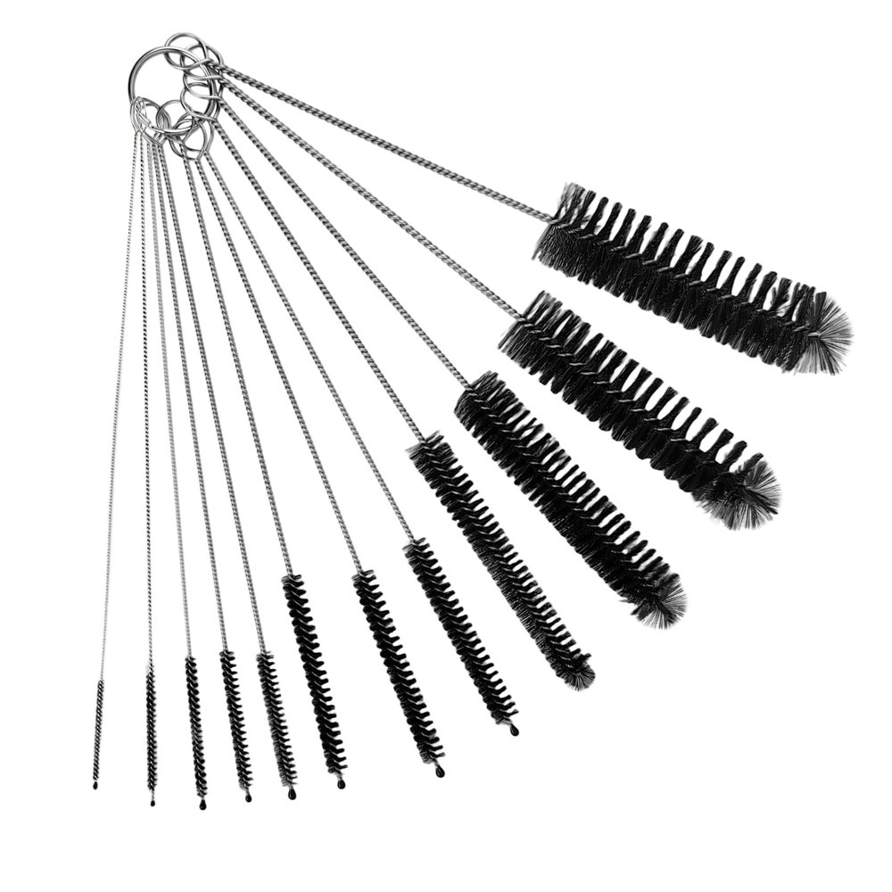 12 Multi-Size Brushes for Straws, Baby Bottles, Tumblers, Water Bottles, Sippy Cups, Tea Pots, Narrow Openings, and Narrow-Neck Containers (Black)